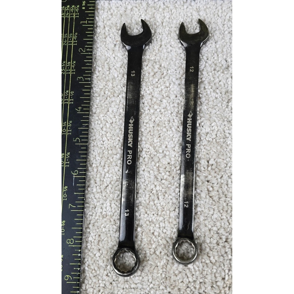 Husky Pro Combination Wrench Set Black‎ 12mm 13mm Metric 12-Point 37512P 37513P
